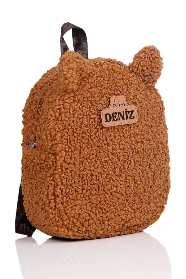 Write Name on Tag - Brown Teddy Nursery & Preschool Kids Backpack - 3