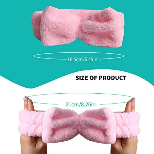 WSYUB 3Pcs Spa Headband, Makeup Headband for Washing Face, Bow Headbands for Women, Fluffy Skincare Headbands Microfiber Bow Knot Hair Band, Pink, Yellow, Dark Blue - 3