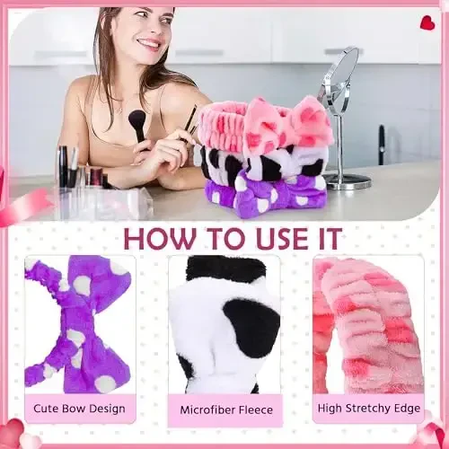 WSYUB 3PCS Spa Boshbog'lari, Yuzni Yuvish uchun Boshbog'lar, Qizlar Ayollar Spa Tug'ilgan Kun Partiyasi uchun Makiyaj Terini Parvarishlash Boshbog'i - 3