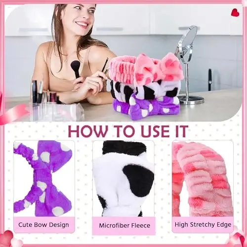 WSYUB 3PCS Spa Boshbog'lari, Yuzni Yuvish uchun Boshbog'lar, Qizlar Ayollar Spa Tug'ilgan Kun Partiyasi uchun Makiyaj Terini Parvarishlash Boshbog'i - 3