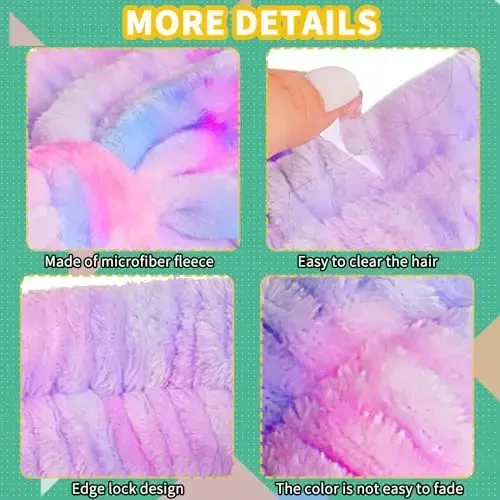 WSYUB Gradient Purple, Yellow and Green Headband for Washing Face, Makeup With Bow for Teen Girls, Skincare, Hair Bands for Women, One Size, 1 Count - 7