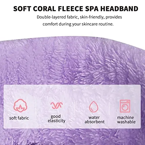 WSYUB Hairband, 3pcs Face Headband with Bow Tie, Soft Microfiber Skincare Band for Washing Face, Shower Headband Spa Headband for Women Girls(Blue, Red, Purple) - 4