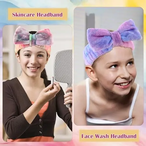 WSYUB Makeup&Skincare Headband, Spa Headband, Yuz yuvish uchun bosh bantlar, O'smirlar ayollar uchun to'ldirgichlar, Qizlar uchun kamonli bosh bantlar sovg'alar - 6
