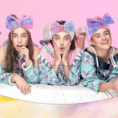 WSYUB Makeup&Skincare Headband, Spa Headband, Headbands for Washing Face, Stuffers for Teens Women, Bow Headbands for Girls Gifts - 5