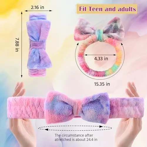 WSYUB Makeup&Skincare Headband, Spa Headband, Headbands for Washing Face, Stuffers for Teens Women, Bow Headbands for Girls Gifts - 3