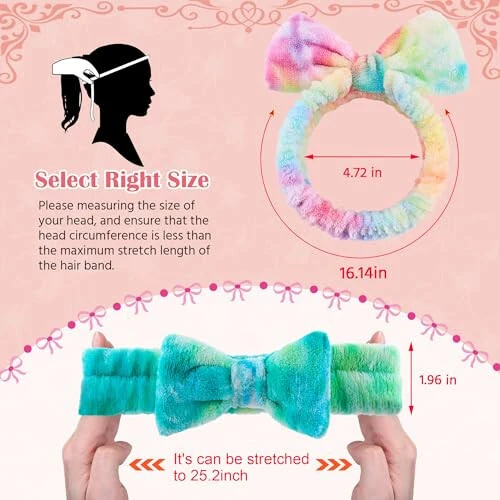 WSYUB Skincare Headband, 6pcs, Tie Dye Color, Soft Coral Fleece, Elastic, Washable, Reusable, For Women, Girls, Facial Makeup, Shower, Exercise, Party Gift - WSYUB (1)