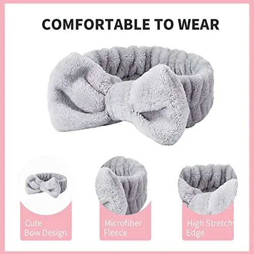 WSYUB Spa Headband, Makeup, Fluffy Makeup Headbands, Slumber Party Supplies, Facial Headbands Headband for Washing Face, Bow Hair Band - 5