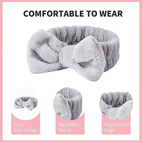 WSYUB Spa Headband, Makeup, Fluffy Makeup Headbands, Slumber Party Supplies, Facial Headbands Headband for Washing Face, Bow Hair Band - 5