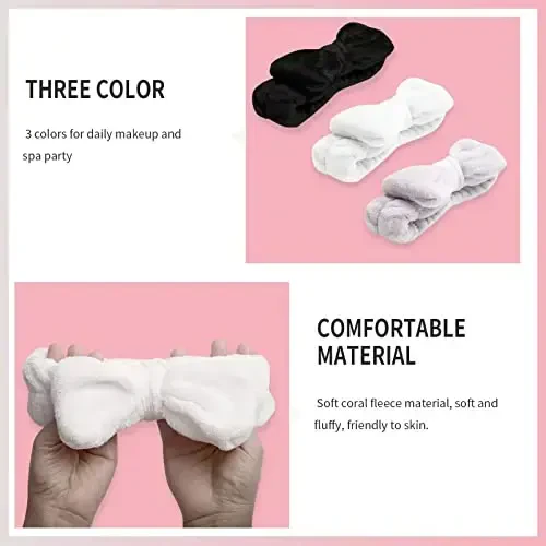 WSYUB Spa Headband, Makeup, Fluffy Makeup Headbands, Slumber Party Supplies, Facial Headbands Headband for Washing Face, Bow Hair Band - 4