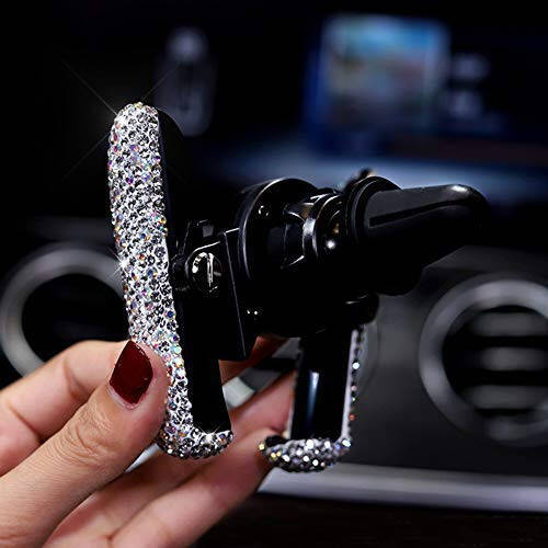 Wubba Lubba Bling Araba Telefon Tutucu Mini Araba Gösterge Paneli Havalandırma Otomatik Telefon Montajı Evrensel 360° Ayarlanabilir Kristal Otomatik Araba Standı Telefon Tutucu Araba Aksesuarları Kadınlar ve Kızlar İçin (Beyaz) - 4