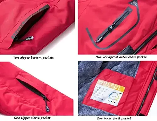 WULFUL Boy's Suv o'tkazmaydigan chang'i kurtkasi Issiq Fleece kaputli qishki qor palto - 6