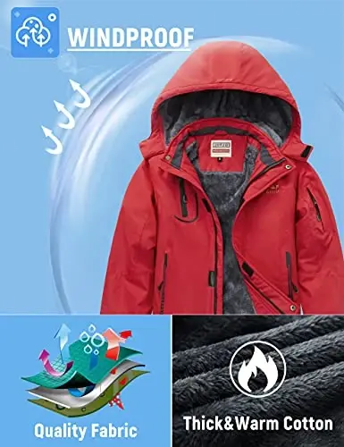 WULFUL Boy's Suv o'tkazmaydigan chang'i kurtkasi Issiq Fleece kaputli qishki qor palto - 4