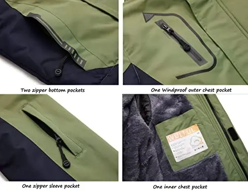 WULFUL Boy's Suv o'tkazmaydigan chang'i kurtkasi Issiq Fleece kaputli qishki qor palto - 5