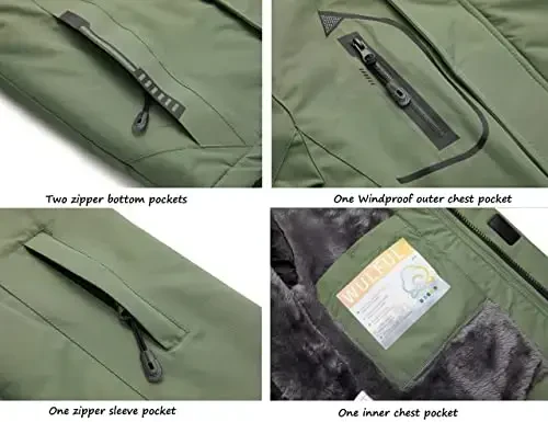 WULFUL Boy's Suv o'tkazmaydigan chang'i kurtkasi, issiq junli kaputli qishki qor palto - 5