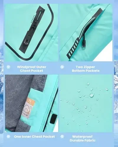 WULFUL Boy's Suv o'tkazmaydigan Ski Kurtkasi Issiq Fleece Kapüşonlu Qishki Qor Palto - 5