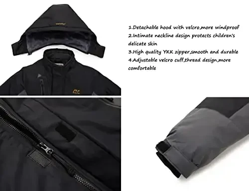 WULFUL Boy's Waterproof Ski Jacket Warm Fleece Hooded Winter Snow Coat - 4