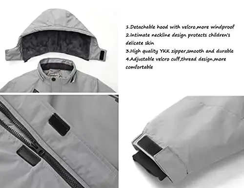 WULFUL Boy's Waterproof Ski Jacket Warm Fleece Hooded Winter Snow Coat - 5