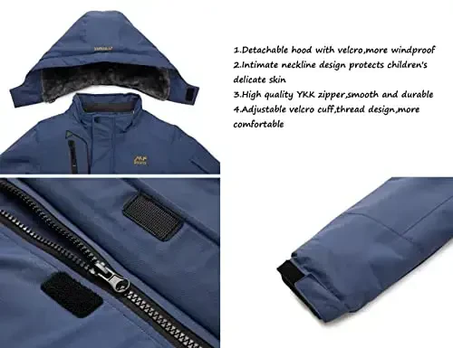 WULFUL Boy's Waterproof Ski Jacket Warm Fleece Hooded Winter Snow Coat - 4