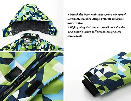 WULFUL Boy's Waterproof Ski Jacket Warm Fleece Hooded Winter Snow Coat - 5