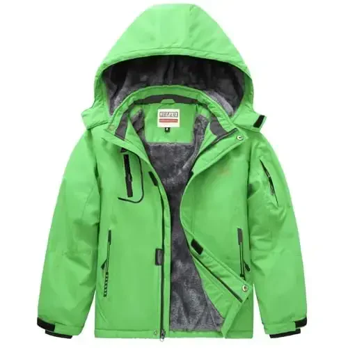 WULFUL Boy's Waterproof Ski Jacket Warm Fleece Hooded Winter Snow Coat - 1
