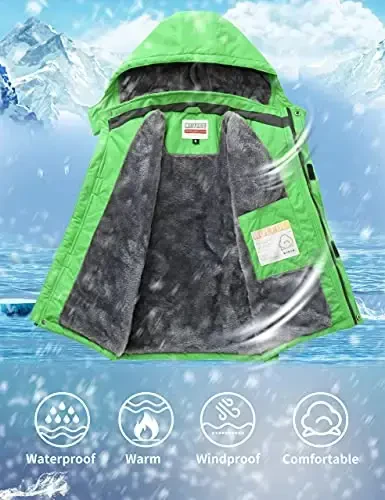 WULFUL Boy's Waterproof Ski Jacket Warm Fleece Hooded Winter Snow Coat - 4