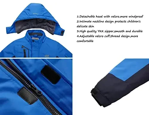 WULFUL Boy's Waterproof Ski Jacket Warm Fleece Hooded Winter Snow Coat - 4