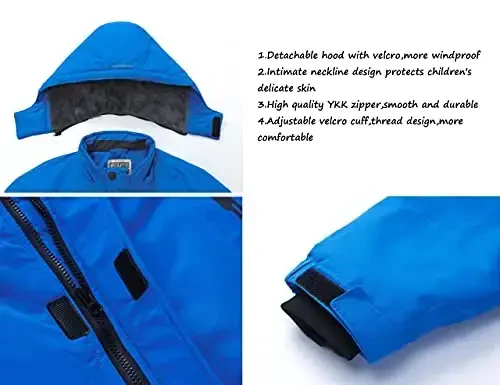 WULFUL Boy's Waterproof Ski Jacket Warm Fleece Hooded Winter Snow Coat - 5