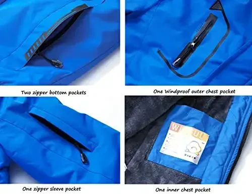 WULFUL Boy's Waterproof Ski Jacket Warm Fleece Hooded Winter Snow Coat - 6