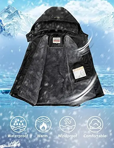 WULFUL Boy's Waterproof Ski Jacket Warm Fleece Hooded Winter Snow Coat - 4