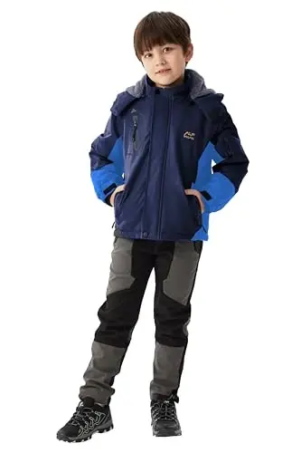 WULFUL Boy's Waterproof Ski Jacket Warm Fleece Hooded Winter Snow Coat - WULFUL (1)