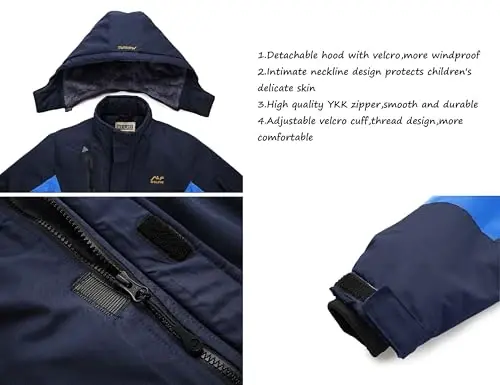WULFUL Boy's Waterproof Ski Jacket Warm Fleece Hooded Winter Snow Coat - 5