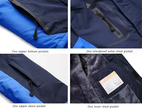 WULFUL Boy's Waterproof Ski Jacket Warm Fleece Hooded Winter Snow Coat - 6