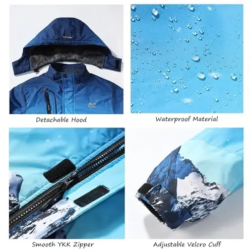 WULFUL Boy's Waterproof Ski Jacket Warm Fleece Hooded Winter Snow Coat - 5