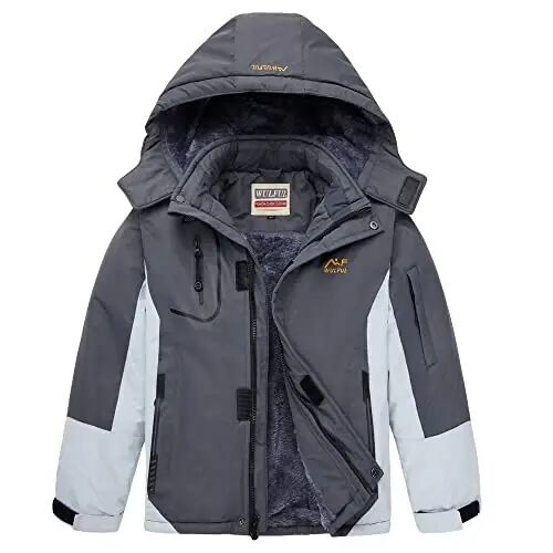 WULFUL Boy's Waterproof Ski Jacket Warm Fleece Hooded Winter Snow Coat - WULFUL