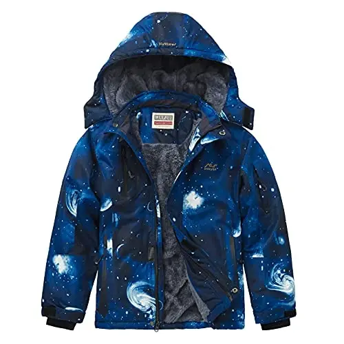 WULFUL Boy's Waterproof Ski Jacket Warm Fleece Hooded Winter Snow Coat - 1
