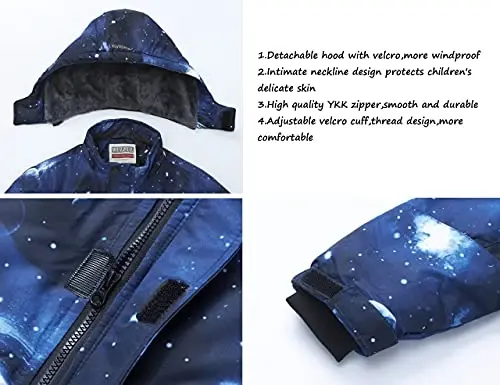WULFUL Boy's Waterproof Ski Jacket Warm Fleece Hooded Winter Snow Coat - 5