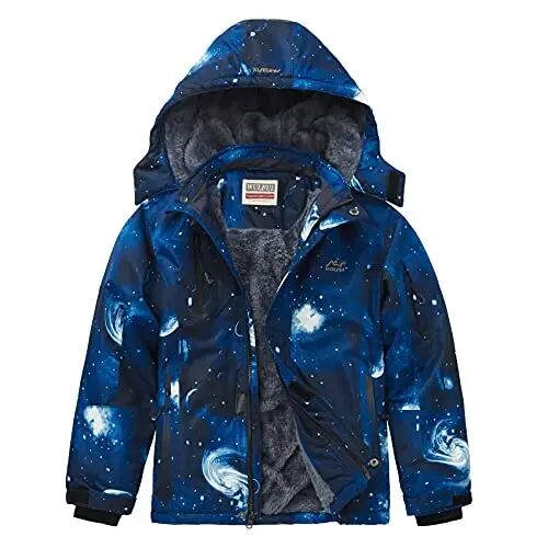 WULFUL Boy's Waterproof Ski Jacket Warm Fleece Hooded Winter Snow Coat - WULFUL