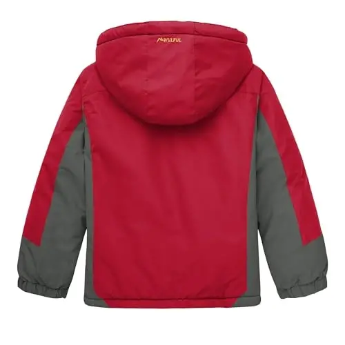 WULFUL Boy's Waterproof Ski Jacket Warm Fleece Hooded Winter Snow Coat - 3