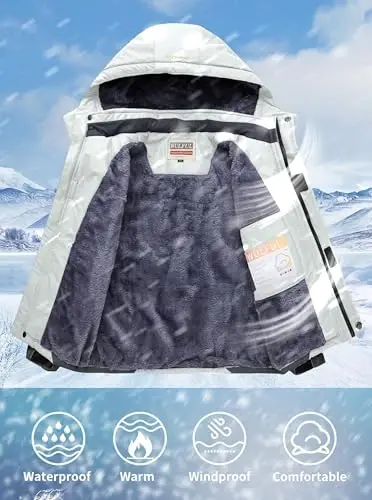 WULFUL Boy's Waterproof Ski Jacket Warm Fleece Hooded Winter Snow Coat - 4