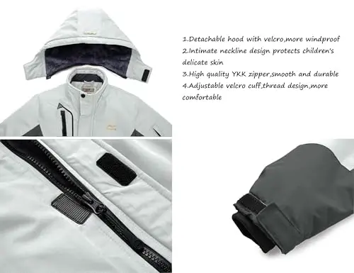WULFUL Boy's Waterproof Ski Jacket Warm Fleece Hooded Winter Snow Coat - 5