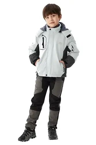 WULFUL Boy's Waterproof Ski Jacket Warm Fleece Hooded Winter Snow Coat - WULFUL (1)