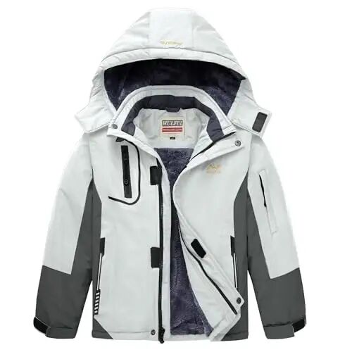 WULFUL Boy's Waterproof Ski Jacket Warm Fleece Hooded Winter Snow Coat - WULFUL