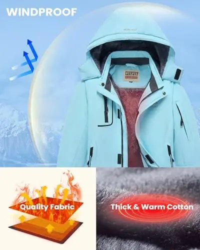 WULFUL Boy's Waterproof Ski Jacket Warm Fleece Hooded Winter Snow Coat - 5