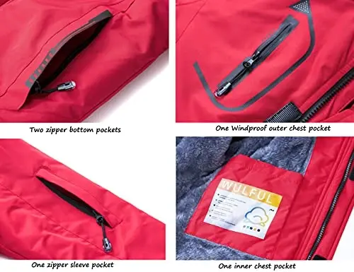 WULFUL Boy's Waterproof Ski Jacket Warm Fleece Hooded Winter Snow Coat - 6