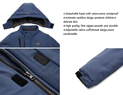 WULFUL Boy's Waterproof Ski Jacket Warm Fleece Hooded Winter Snow Coat - 4