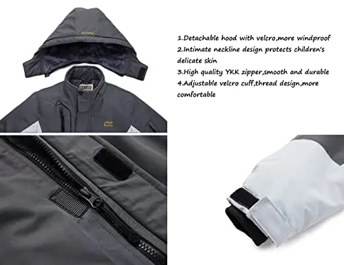 WULFUL Boy's Waterproof Ski Jacket Warm Fleece Hooded Winter Snow Coat - 4