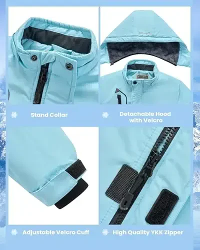 WULFUL Boy's Waterproof Ski Jacket Warm Fleece Hooded Winter Snow Coat - 5