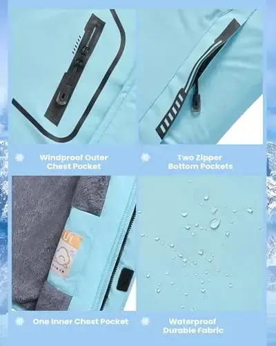 WULFUL Boy's Waterproof Ski Jacket Warm Fleece Hooded Winter Snow Coat - 6