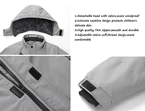 WULFUL Boy's Waterproof Ski Jacket Warm Fleece Hooded Winter Snow Coat - 3