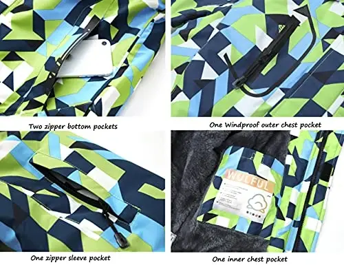 WULFUL Boy's Waterproof Ski Jacket Warm Fleece Hooded Winter Snow Coat - 6